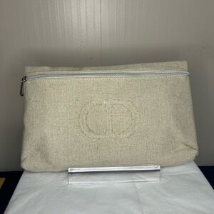 Dior Beige Canvas Zipper Clutch
